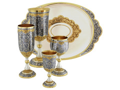 Серебряный подарочный набор с позолотой «Царский пир»